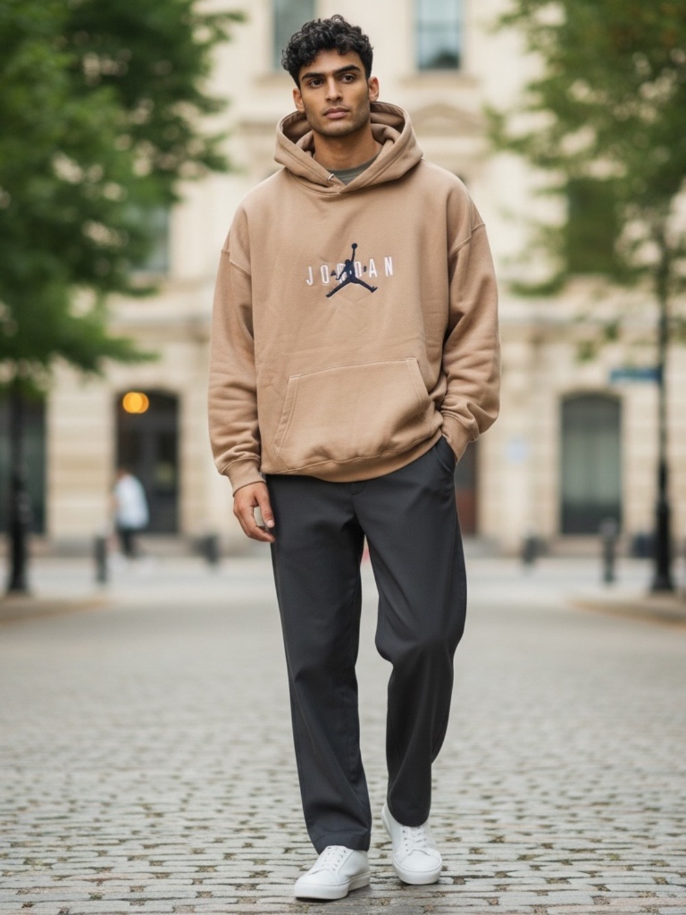 Jordan Hoodie in Camel Brown with Black Logo